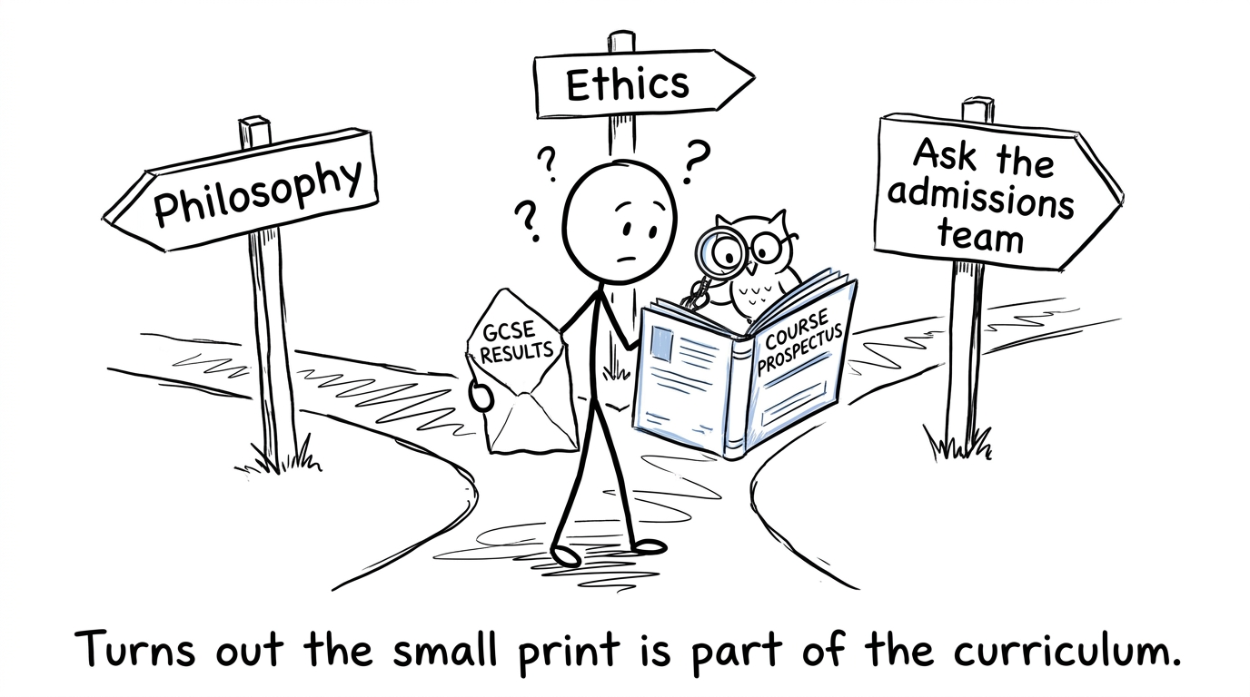 A student discovers that checking the course prospectus is part of choosing sixth-form options