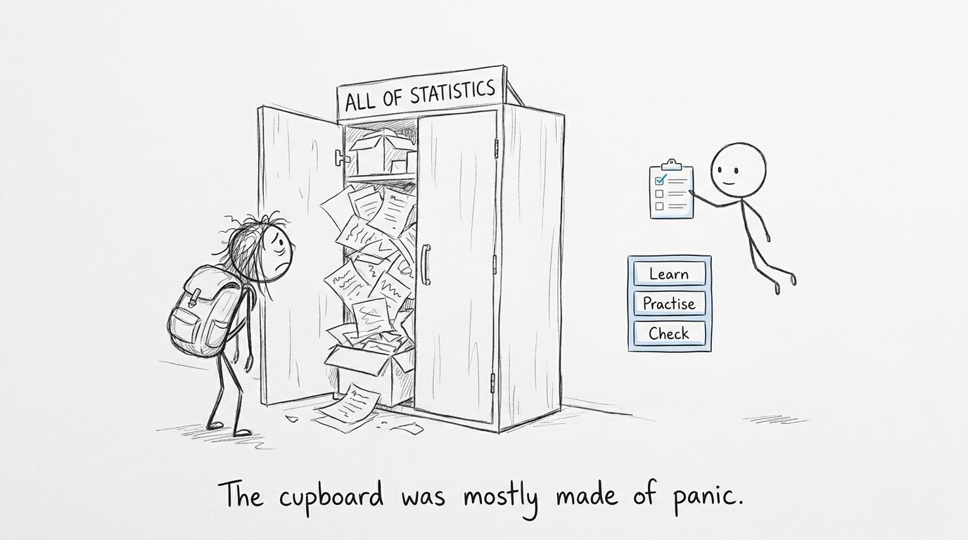 A student discovers that the enormous statistics cupboard is mostly made of panic