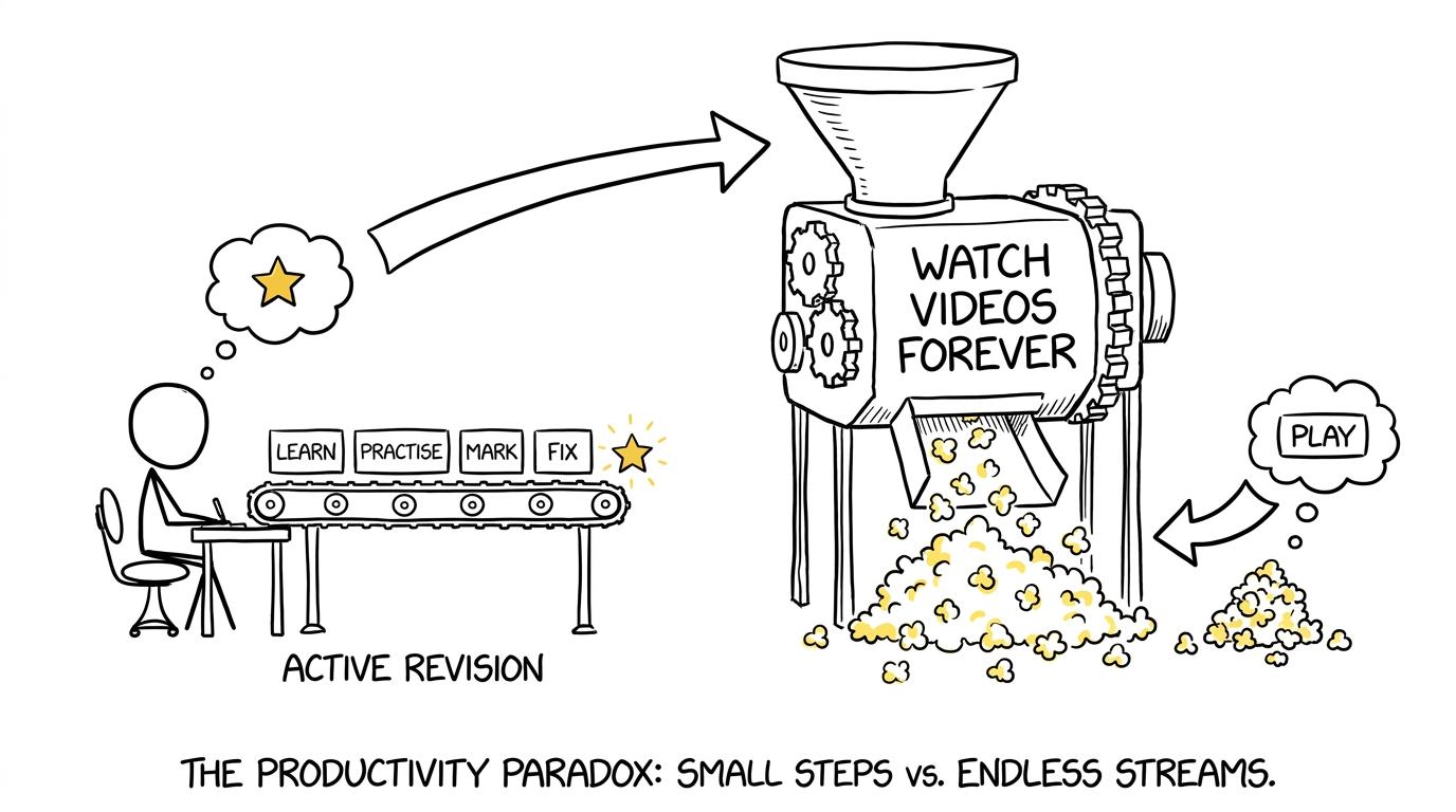 A revision conveyor belt producing learning instead of popcorn