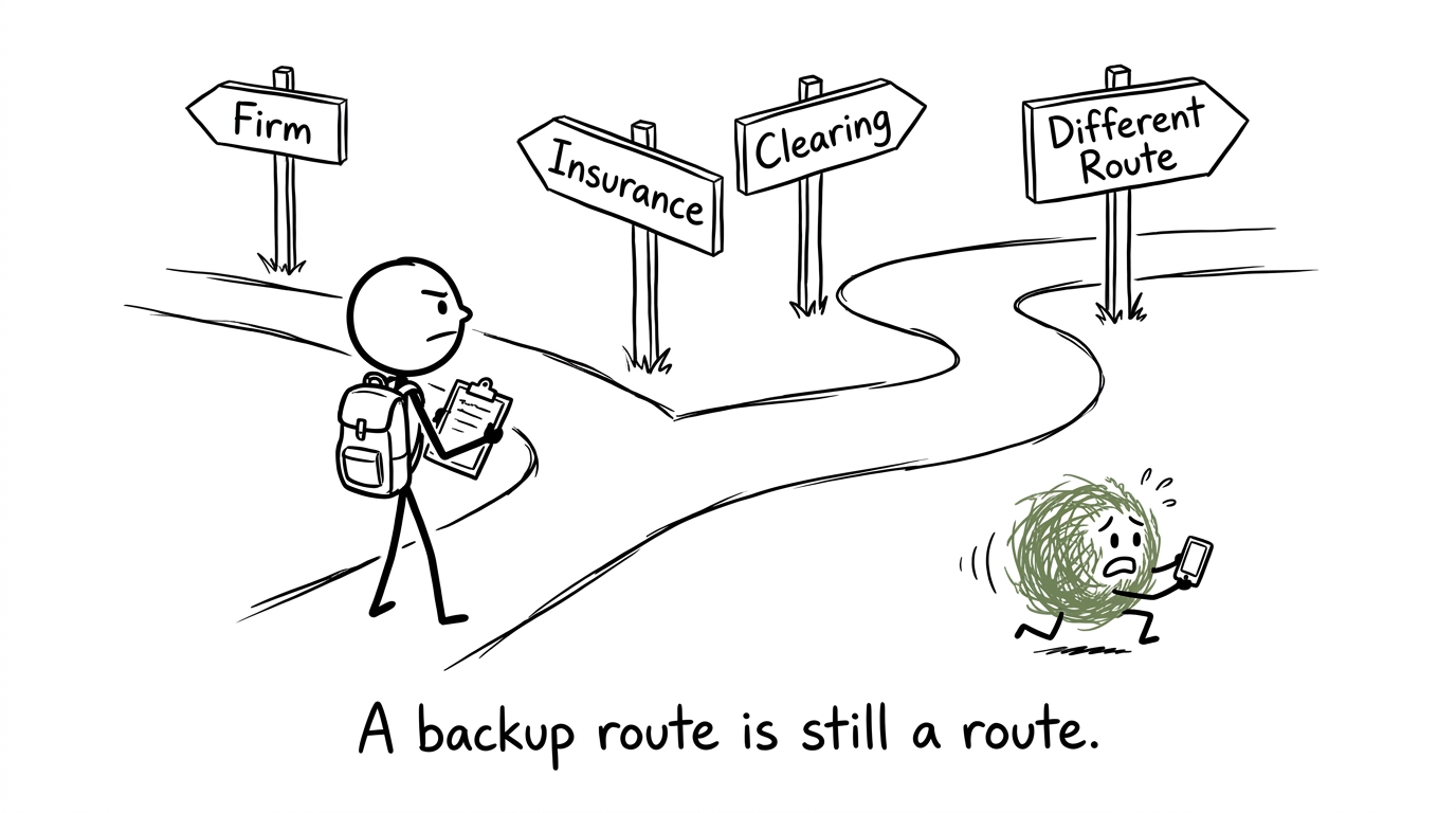 A student calmly considers several routes at a signpost