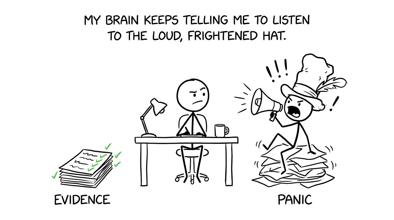 A student's evidence pile quietly defeating panic with marked practice sheets
