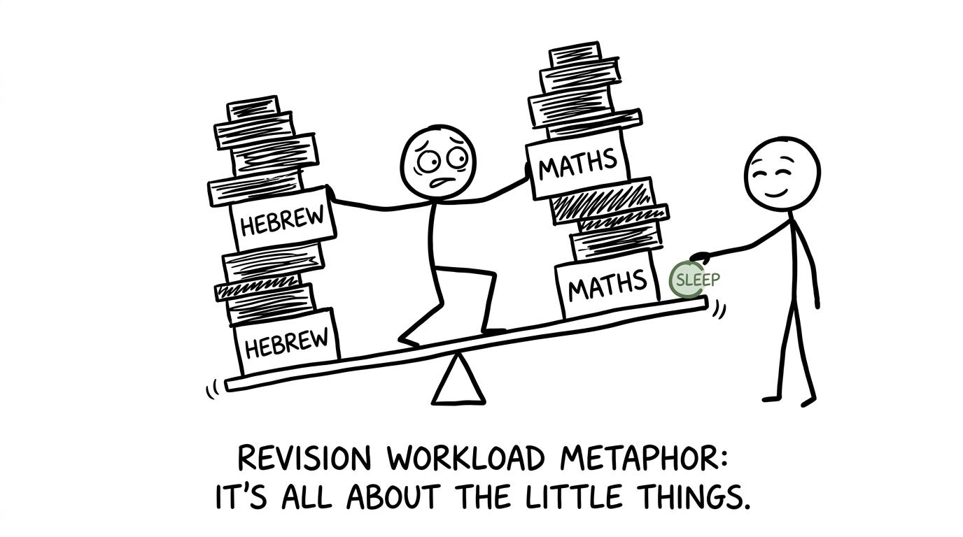 A student balancing Biblical Hebrew, maths and sleep