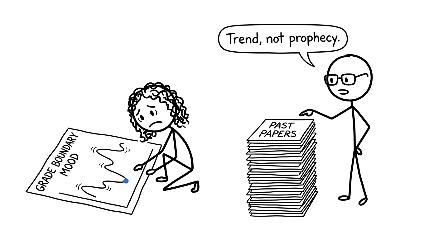 A student learning that a grade-boundary trend is not a prophecy
