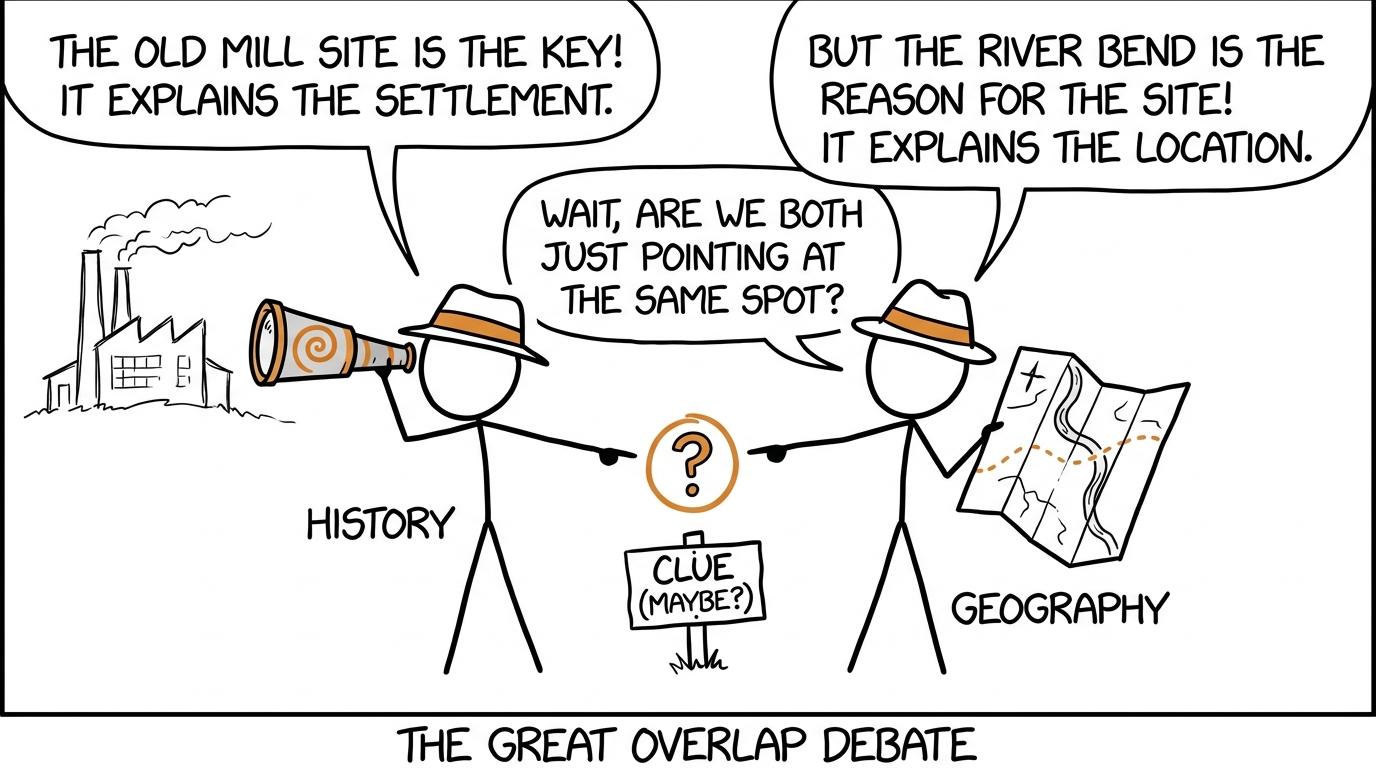 History and Geography investigate the same city using very different tools
