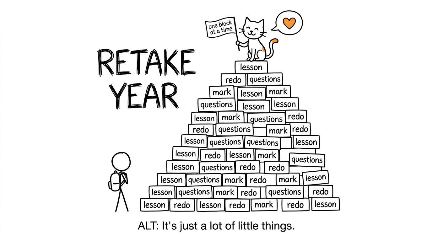 A daunting retake year divided into manageable weekly revision blocks