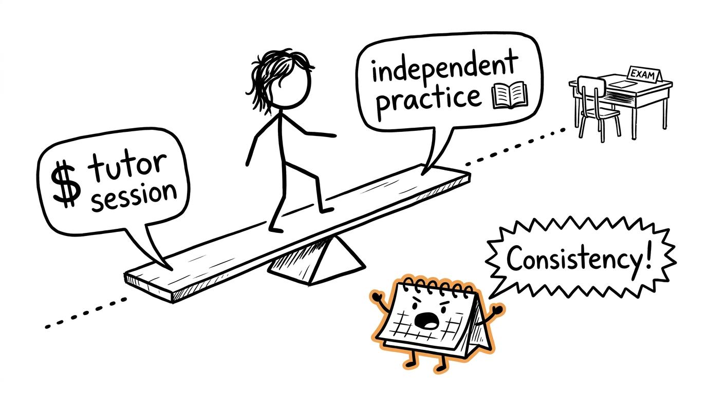 Paid guidance and independent practice balancing on the road to an exam
