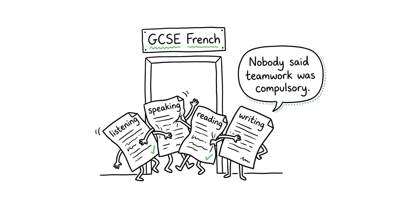 The four language skills attempt to enter one GCSE result together