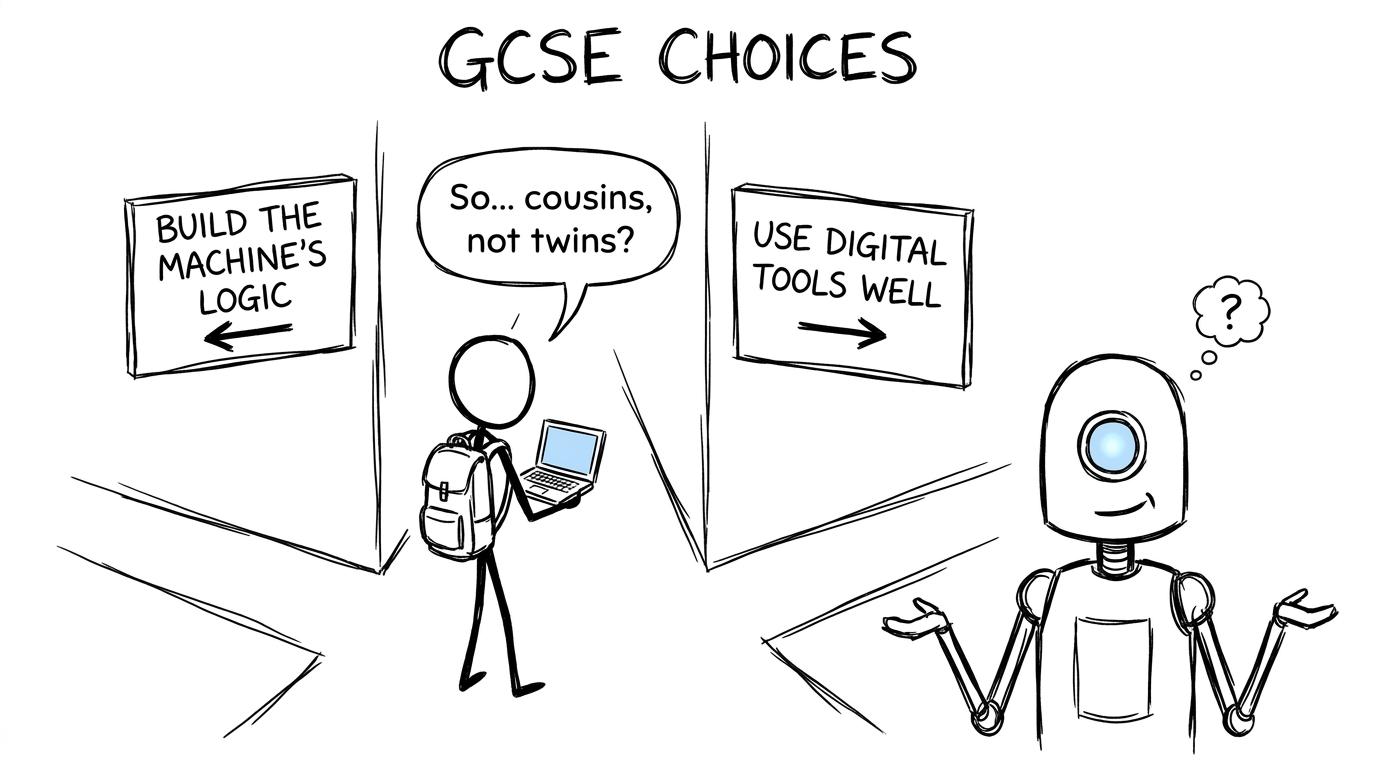A student choosing between related computing courses