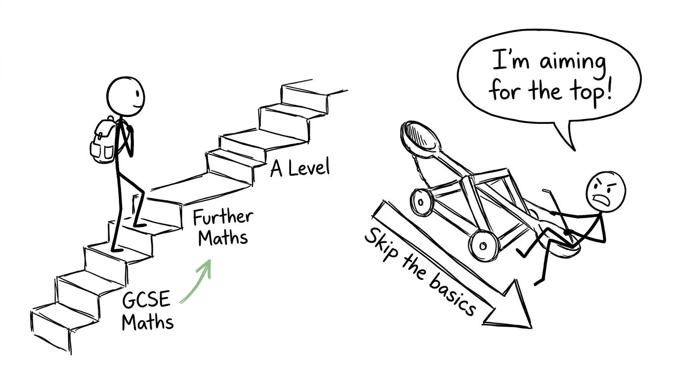 A sensible staircase from GCSE Maths to Further Maths and A Level