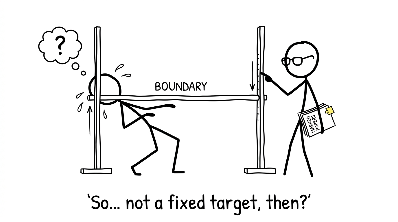A student discovers that grade boundaries are not fixed targets
