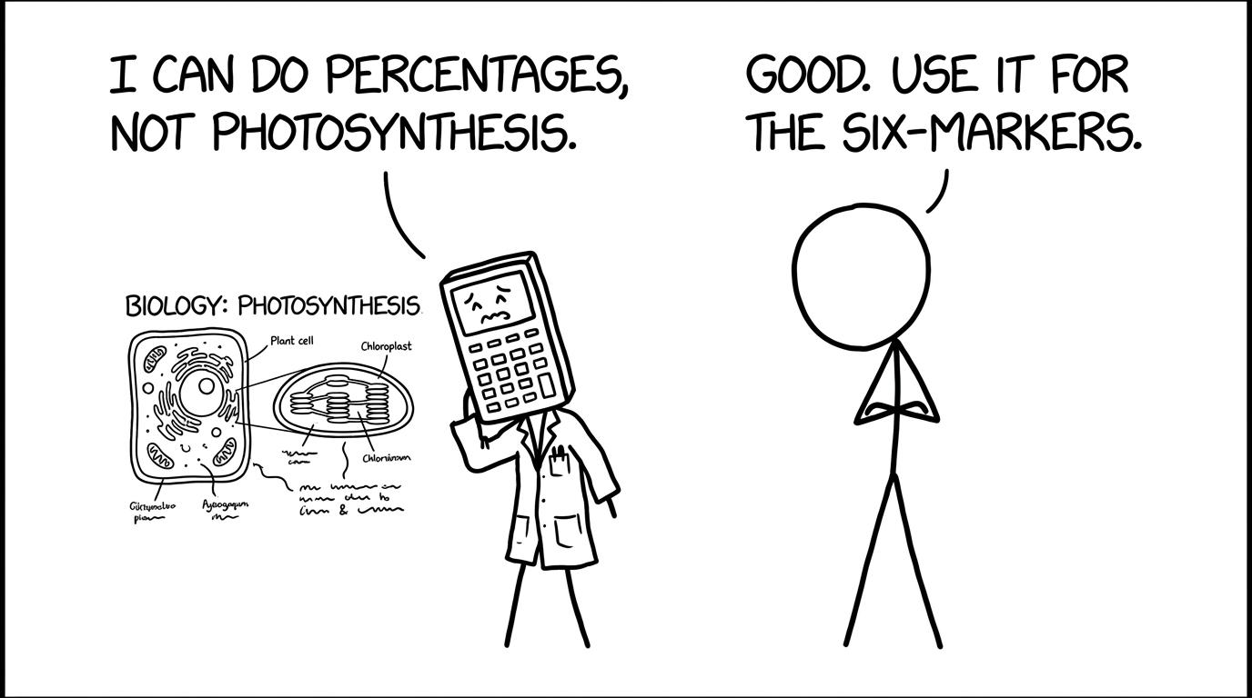 Calculator in a lab coat comic