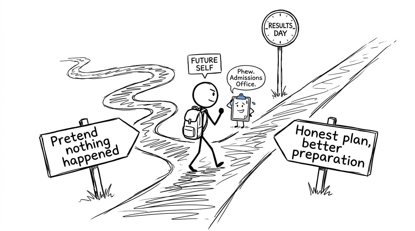 A student choosing an honest, well-planned route after results day