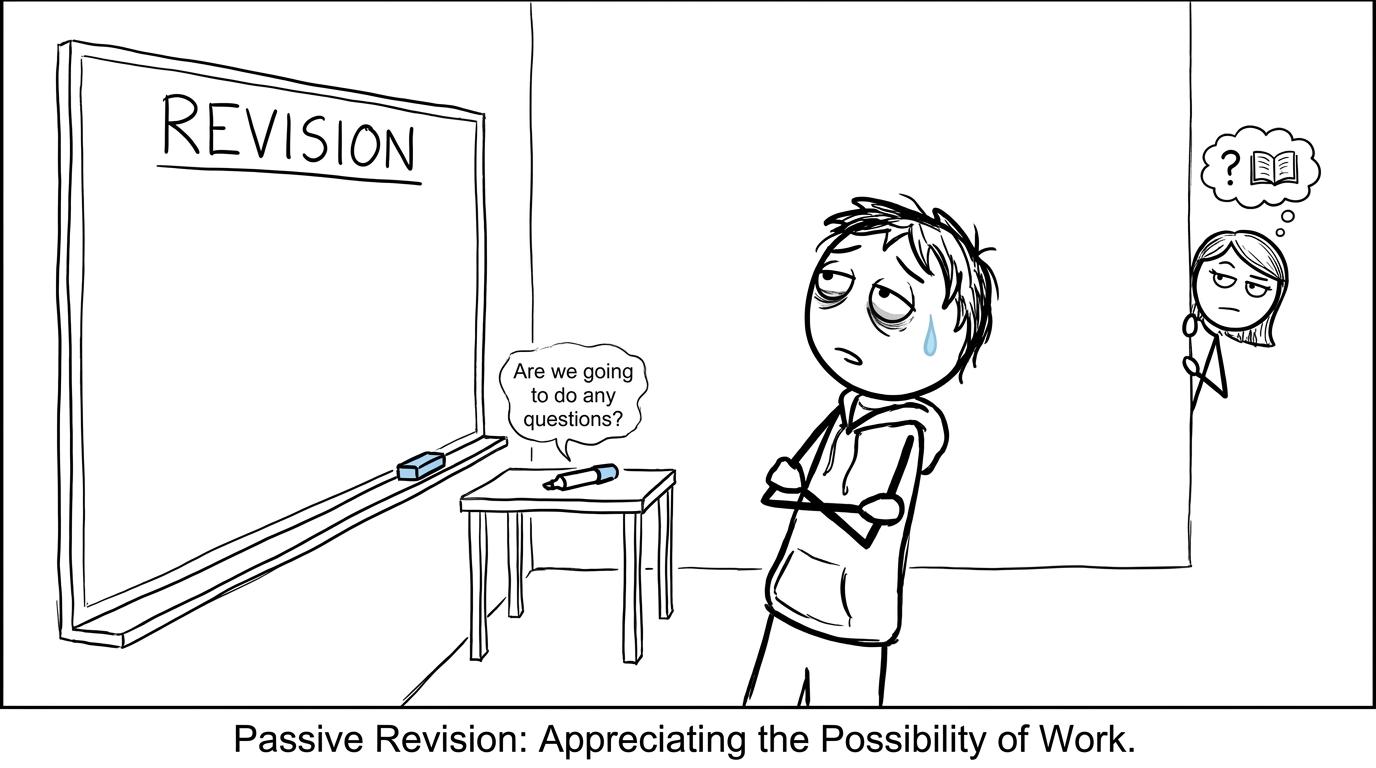 A spotless revision whiteboard waits for someone to answer a question