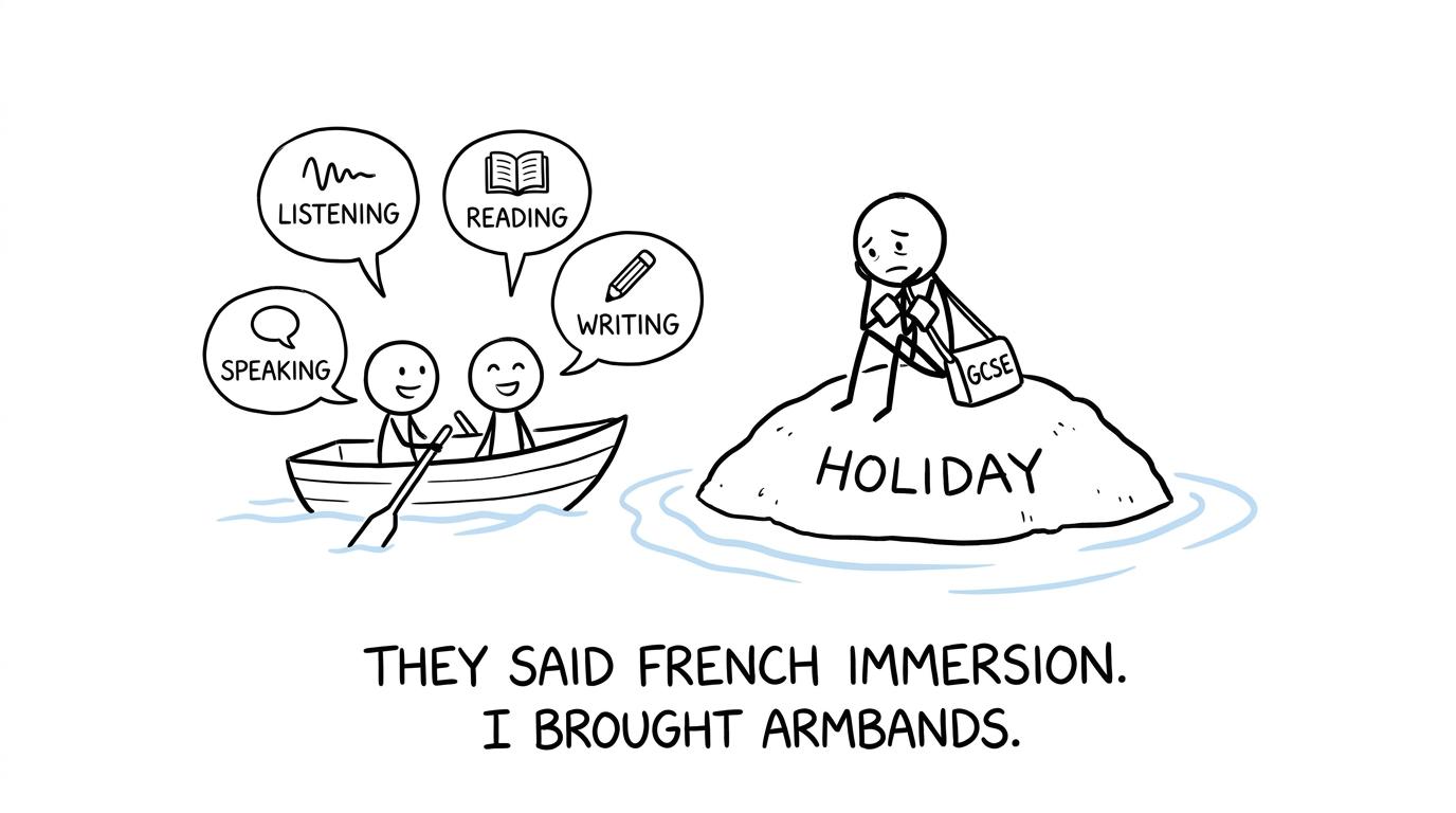 A student protects a holiday island as four French skills arrive by boat