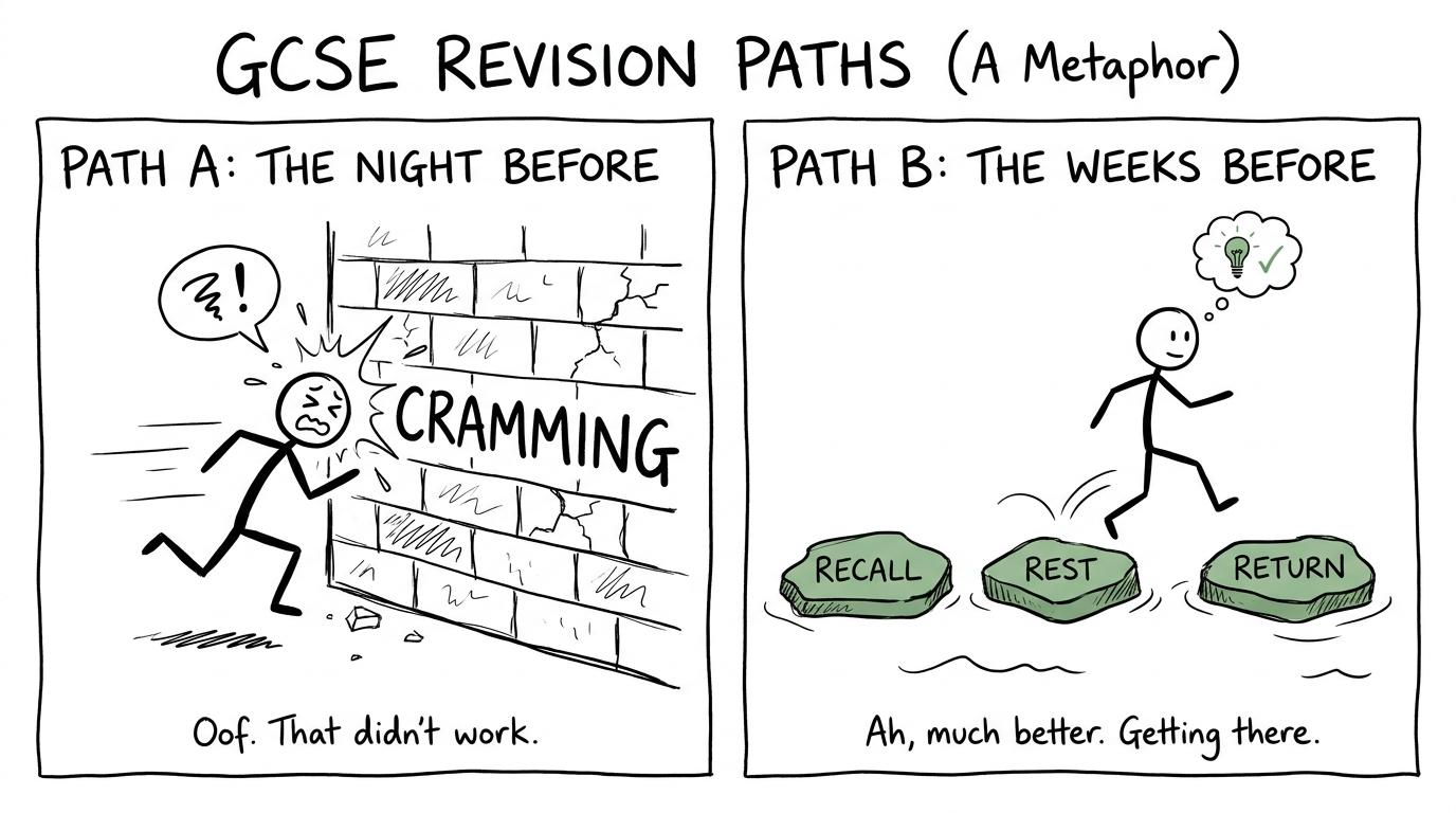 Two students discover the difference between cramming and spaced revision