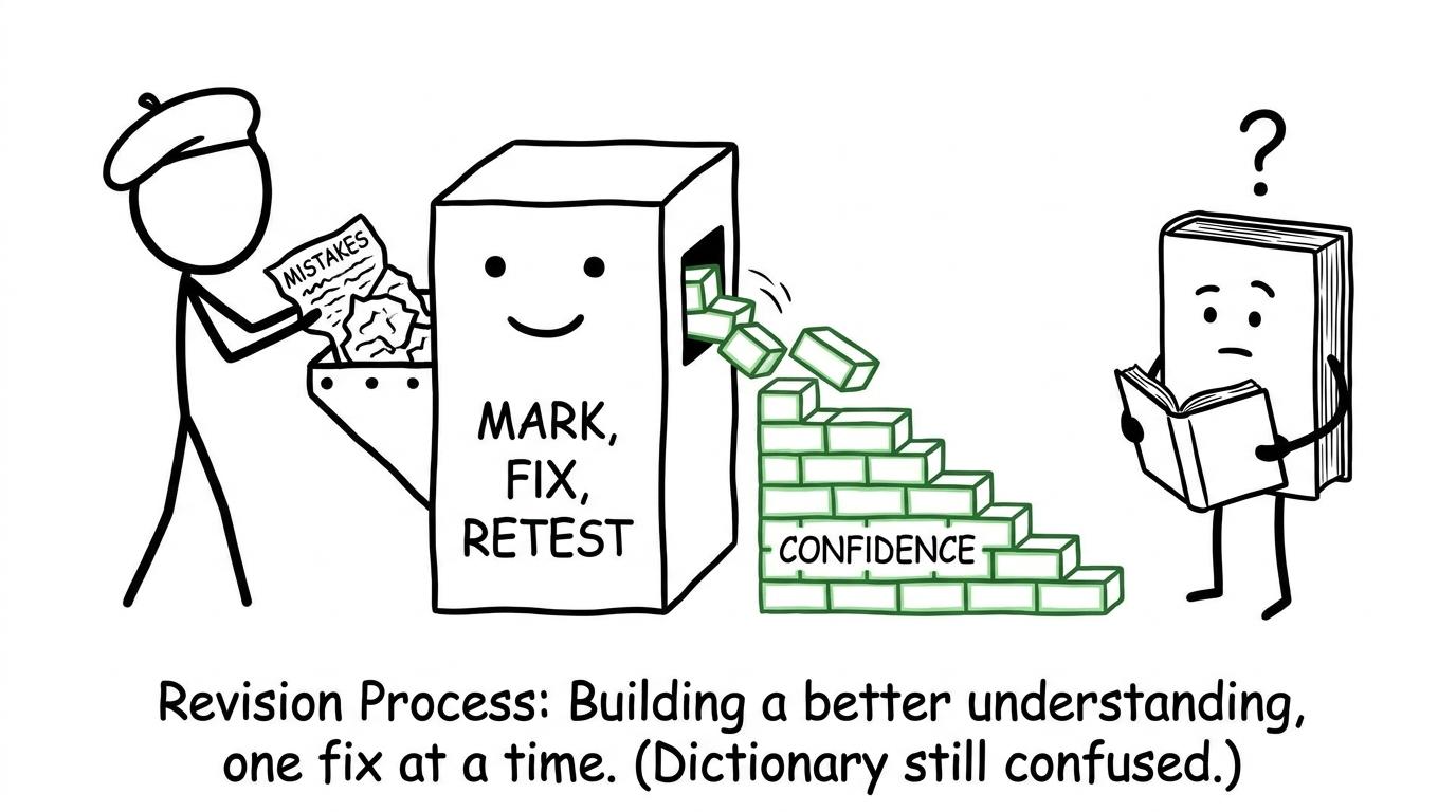 A revision machine turning corrected mistakes into confidence