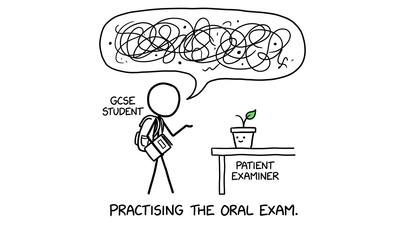 A student practises speaking Italian with an unusually patient houseplant