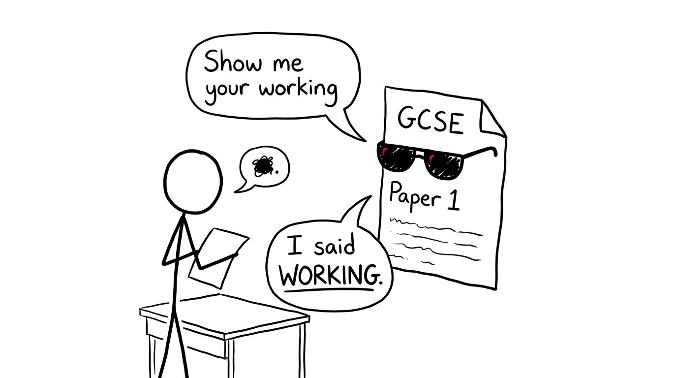 The exam paper demands working
