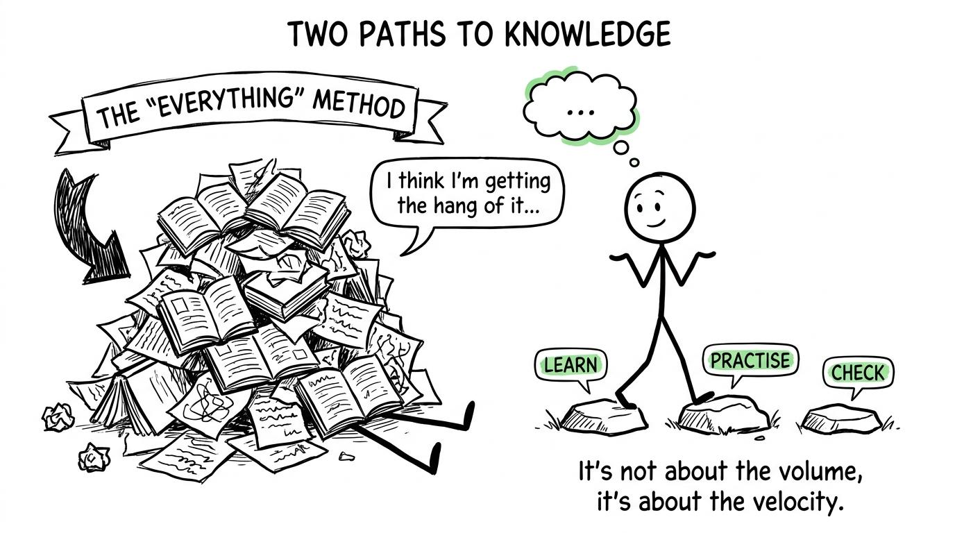 A student chooses a calm learn, practise and check revision route