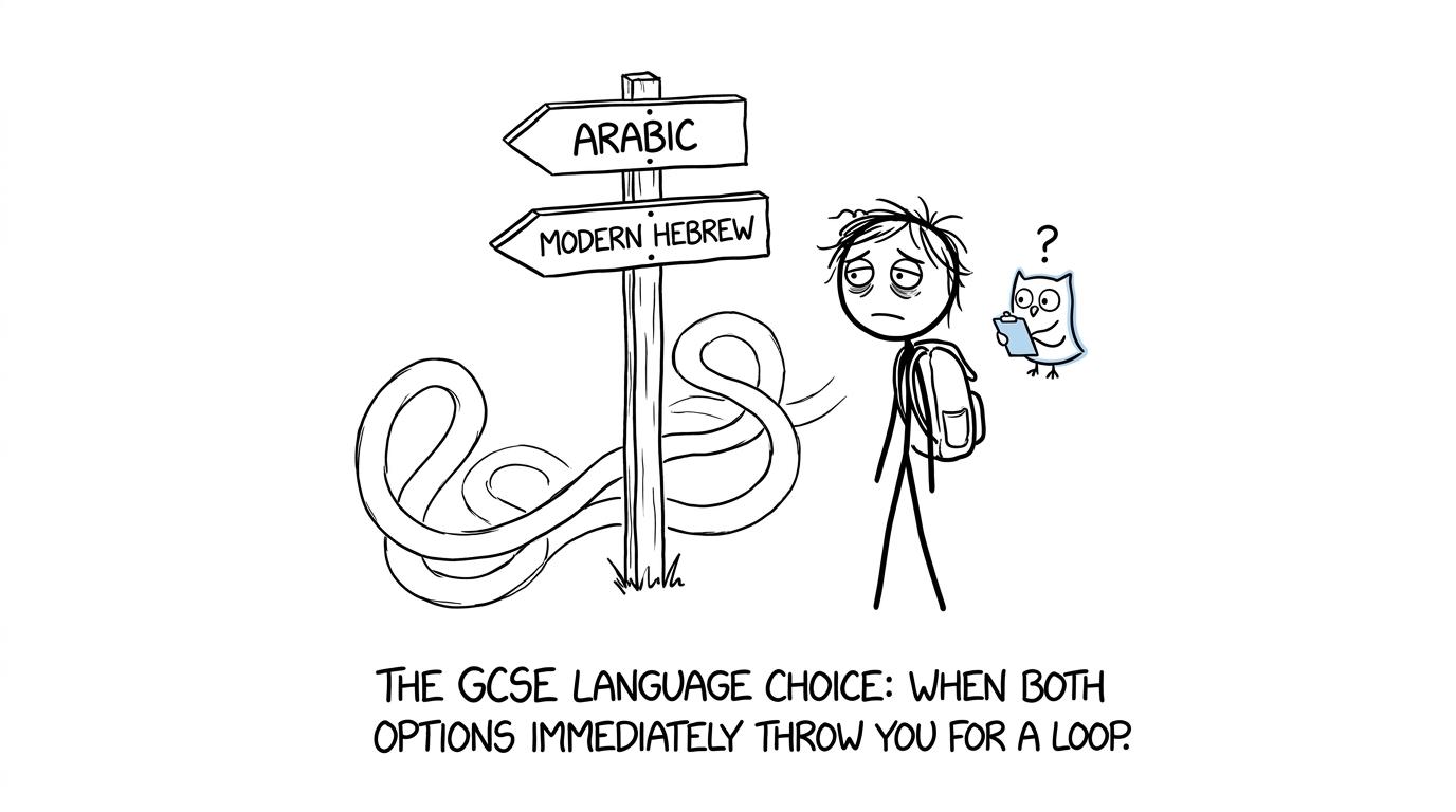 A student choosing between two right-to-left language paths