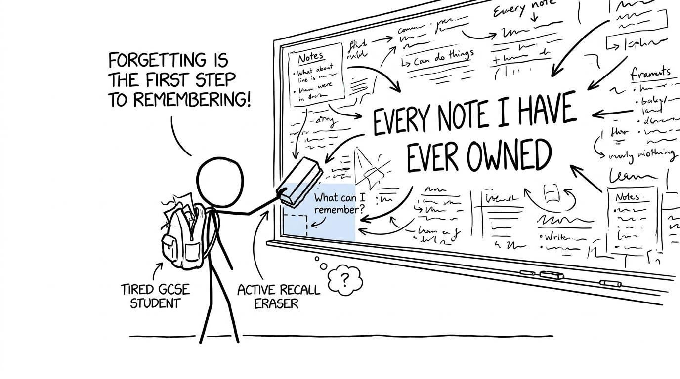 A student discovers that copying every note is less useful than testing recall