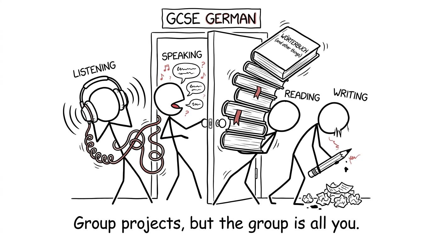 Listening, speaking, reading and writing arrive as one rather demanding group project