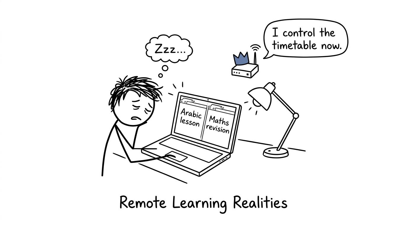 A GCSE student discovers that Wi-Fi controls the remote-learning timetable