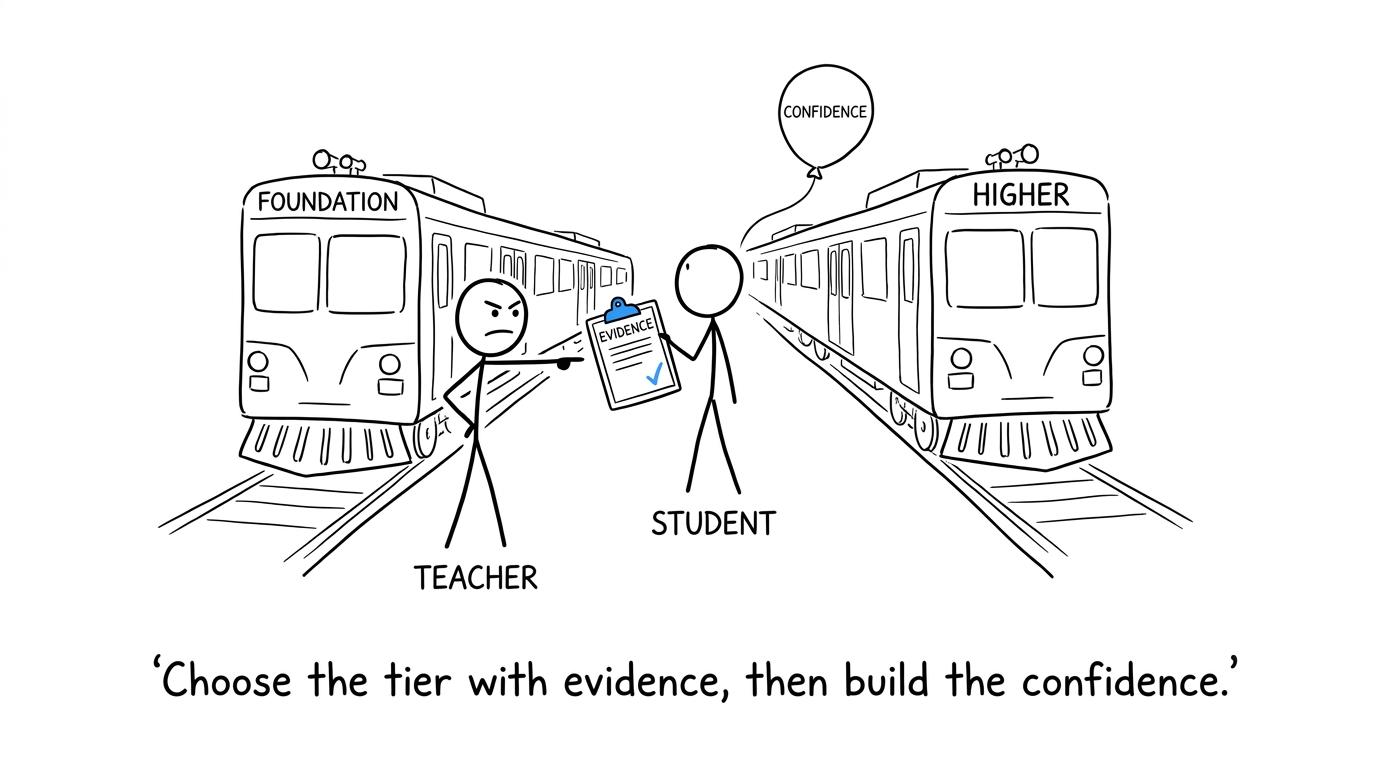 A student choosing between Foundation and Higher using evidence rather than confidence