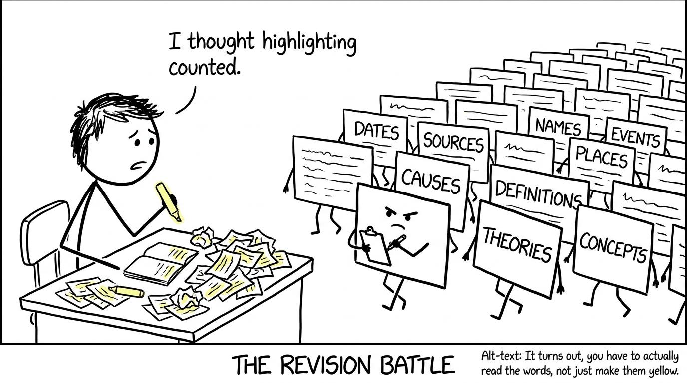 A lone reviser discovers that highlighting is not the same as remembering