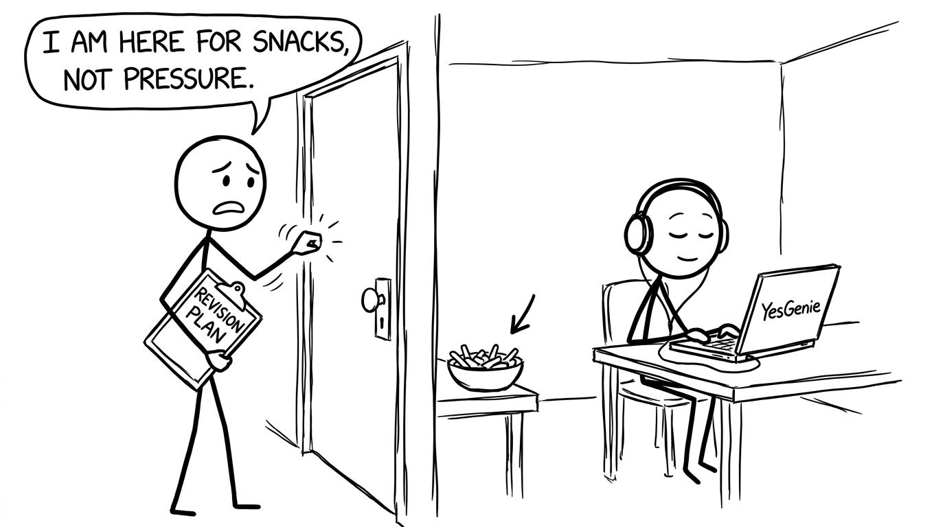 Parent outside the door with snacks, not pressure