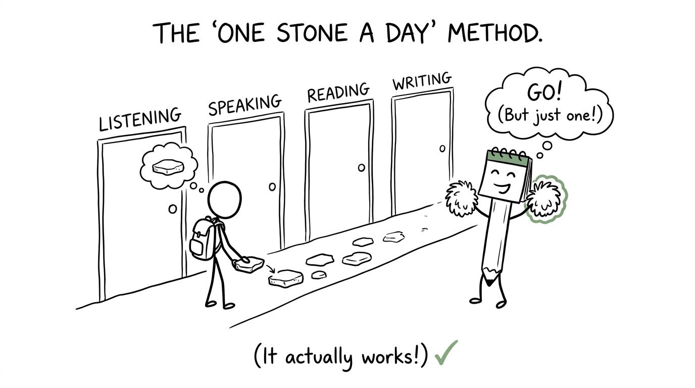 A student approaches the four GCSE Bengali skills one step at a time