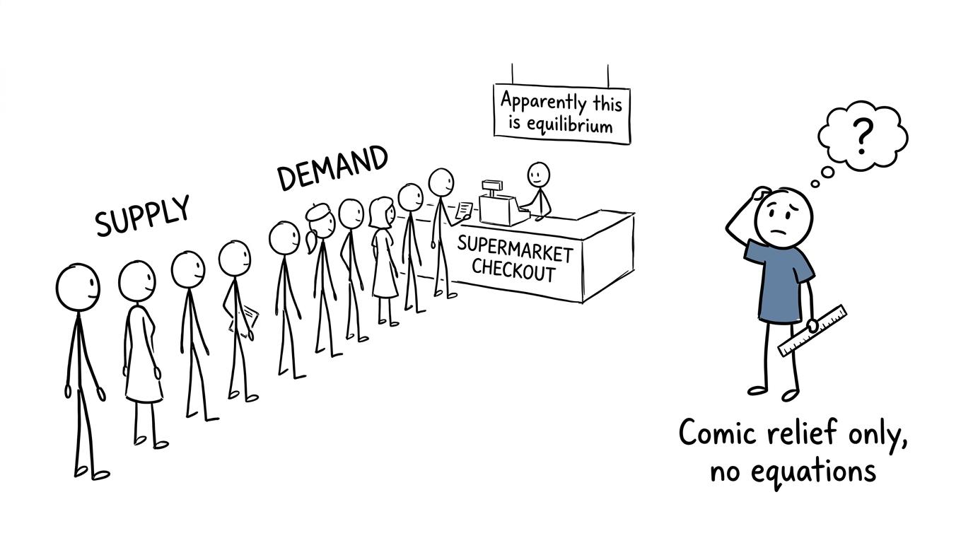Supply and demand meet at a surprisingly busy checkout