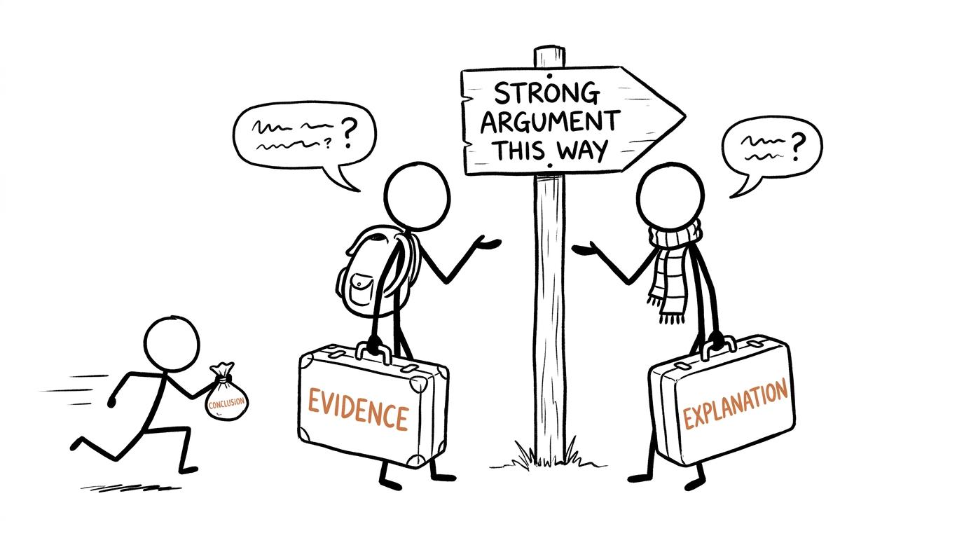 Evidence and explanation hurry towards a strong argument
