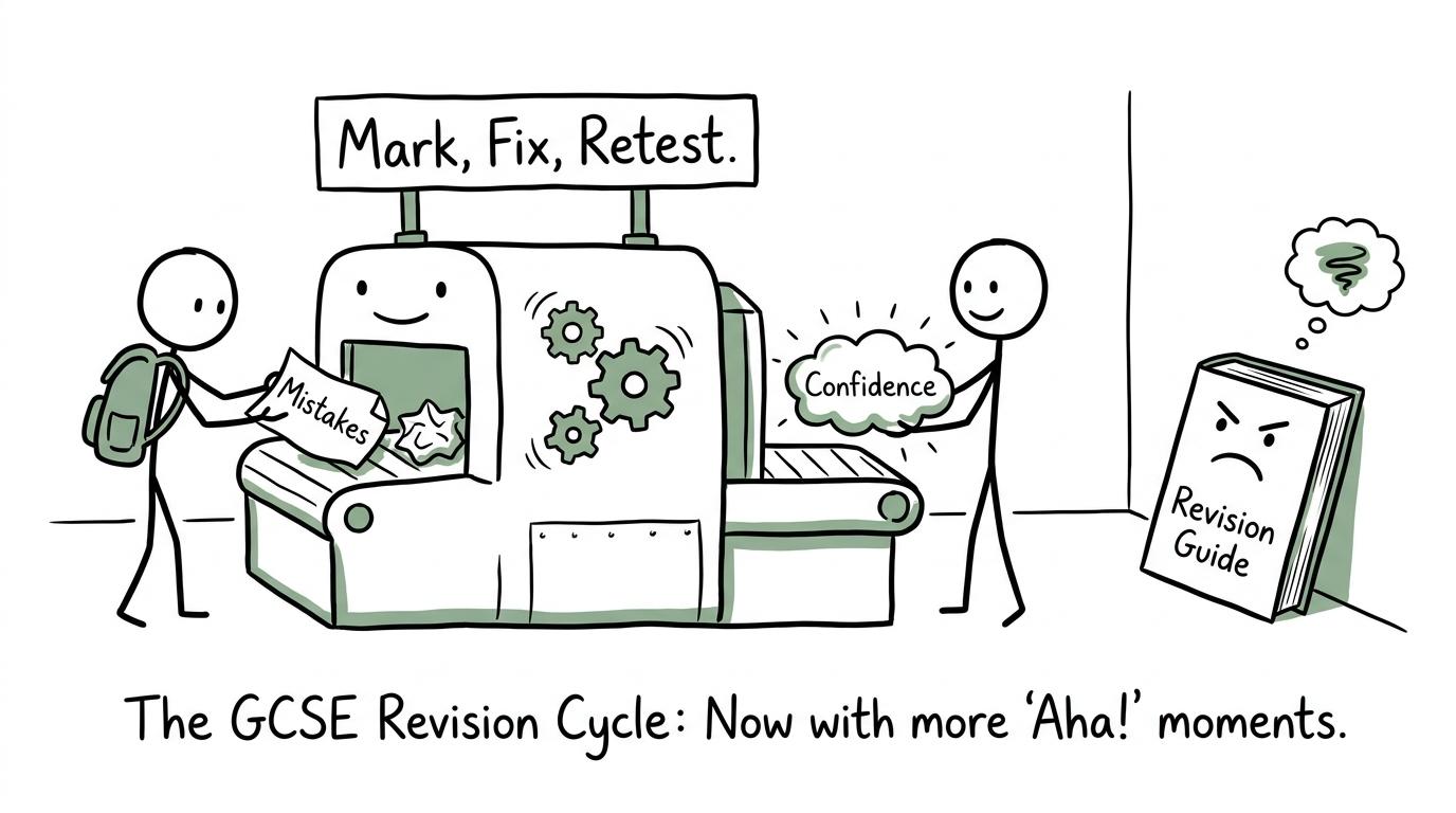 A revision machine turns marked mistakes into confidence