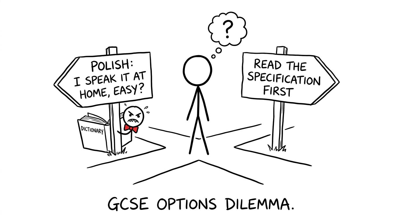 A student meets a grammar monster at the GCSE options crossroads