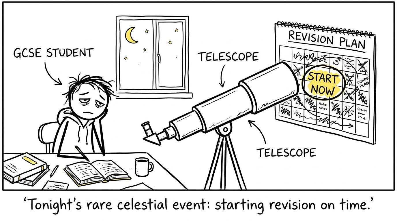 A telescope discovers that starting revision on time is a rare celestial event