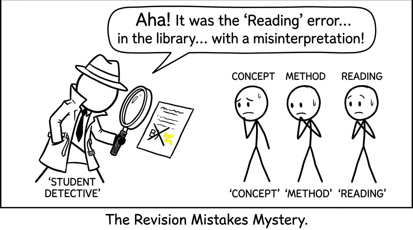 A student detective investigates three possible causes of a wrong answer