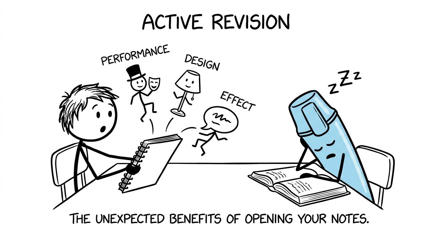 Performance, design and audience effect jump from a useful notebook while an exhausted highlighter sleeps