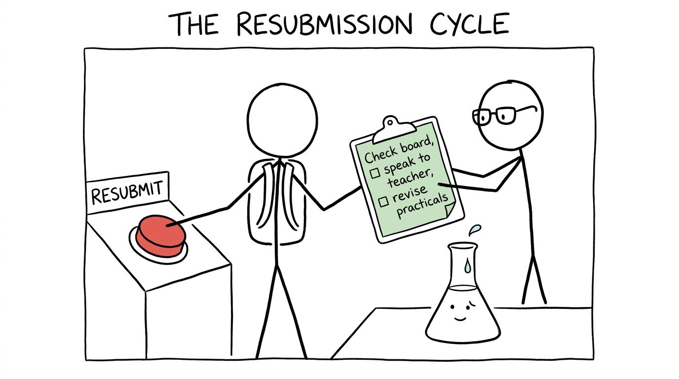A resubmit button is replaced by a useful practical checklist