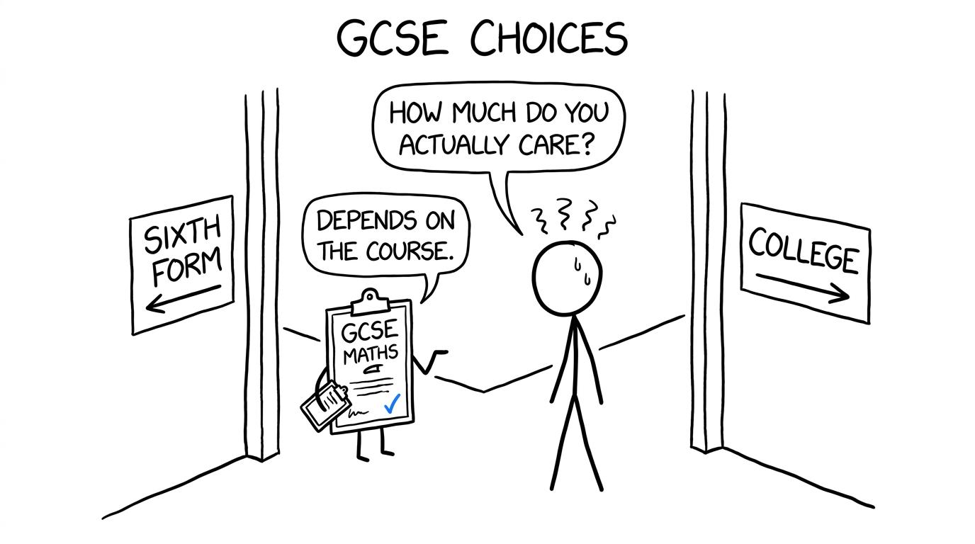 A GCSE Maths certificate acting as an admissions bouncer
