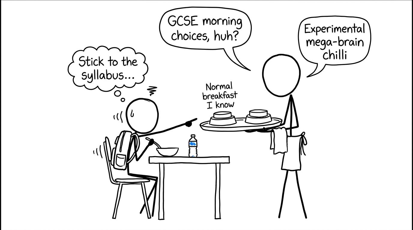 A GCSE student choosing a familiar breakfast instead of an experimental exam-morning meal