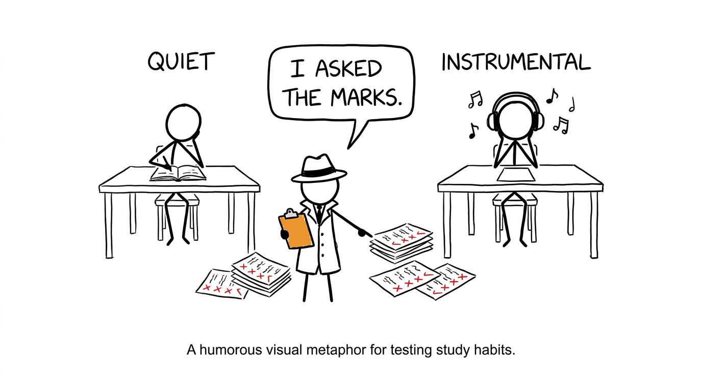 A student detective asks the marks whether music improved revision