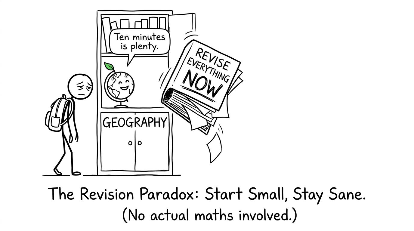 A student discovers that a tiny geography revision session is less intimidating than revising everything at once
