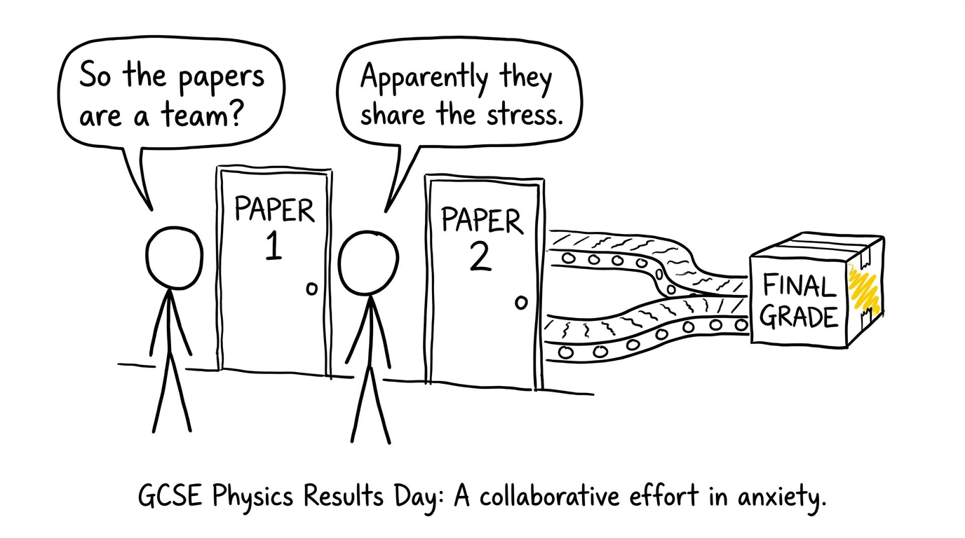 Two Physics papers discover that they must work together for the final grade