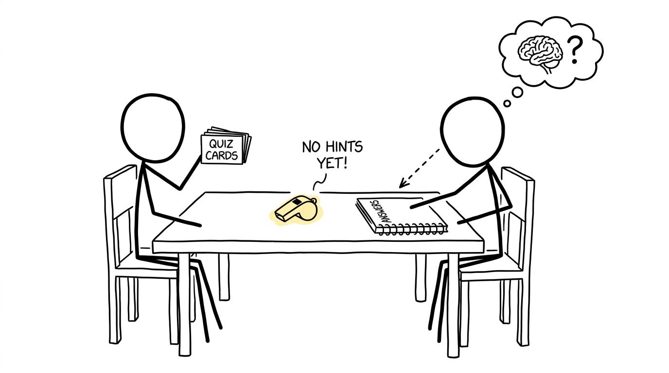 Two siblings conduct a no-hints-yet recall quiz