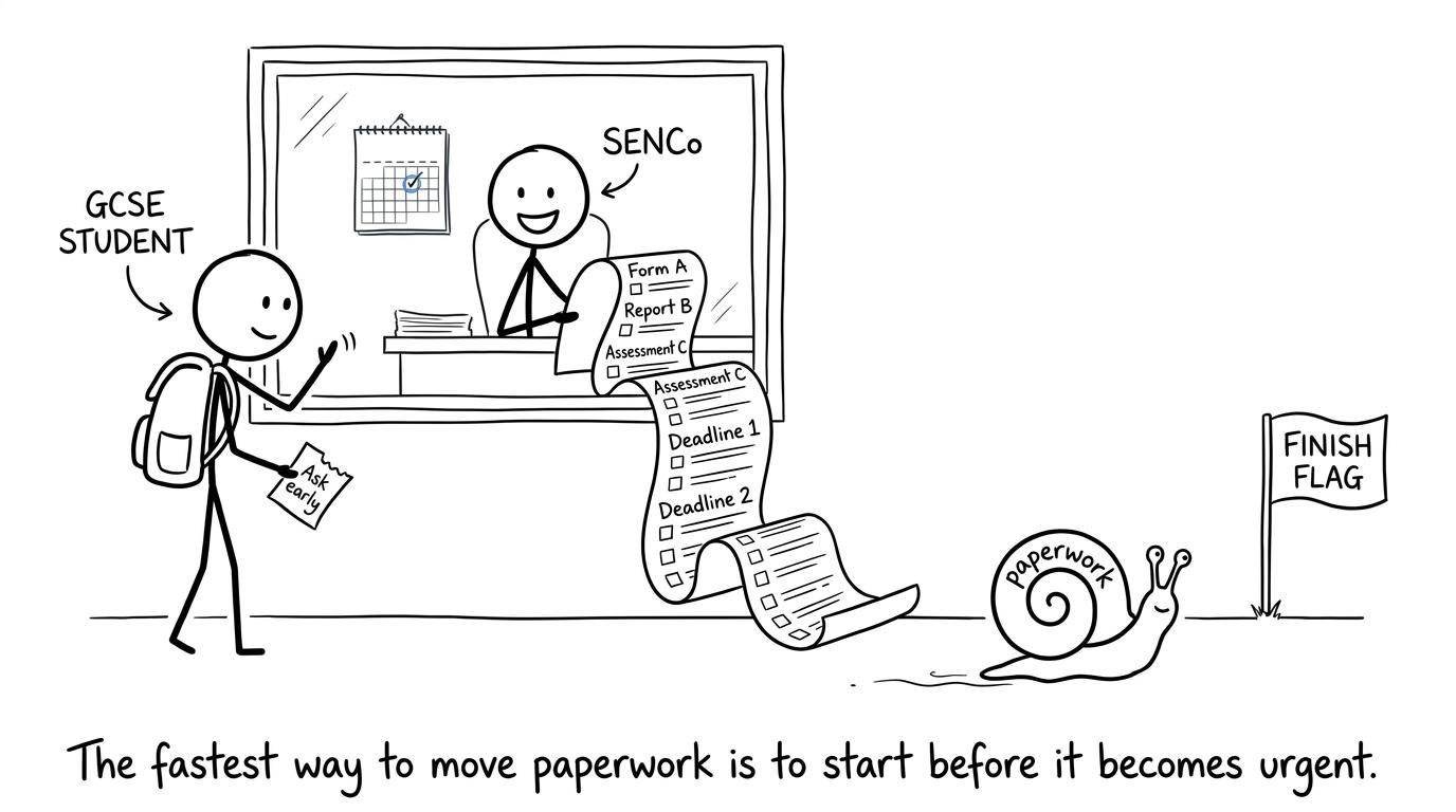 A student encouraging a paperwork snail to start early