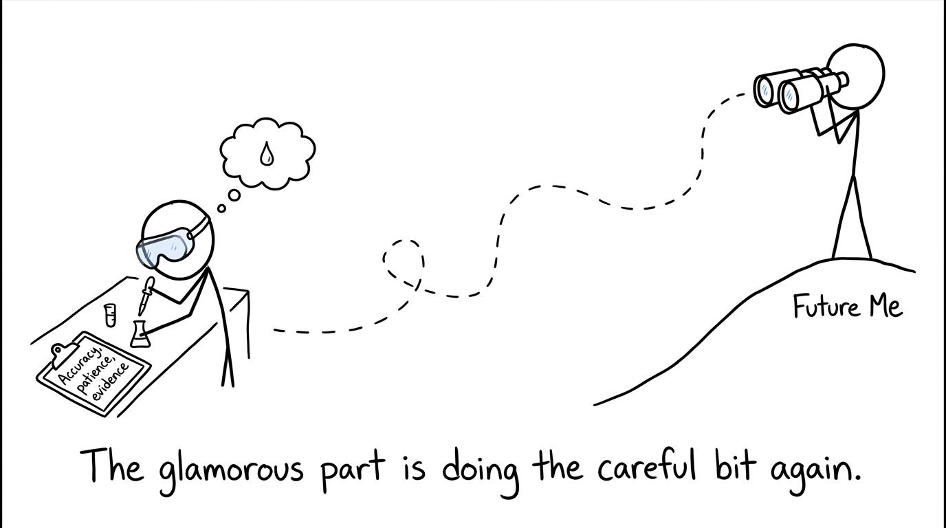 A laboratory apprentice learns that careful repetition matters