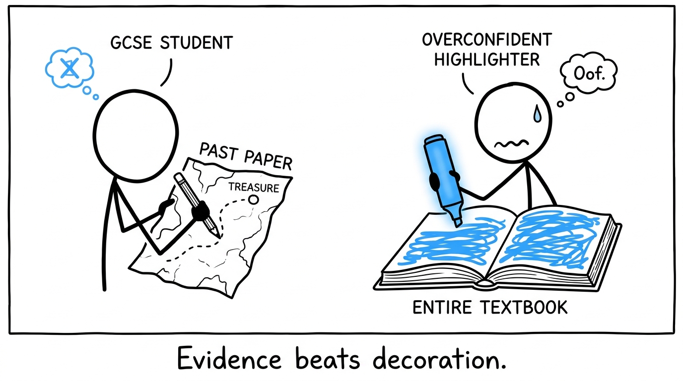 A sensible past-paper treasure map defeats an overenthusiastic highlighter