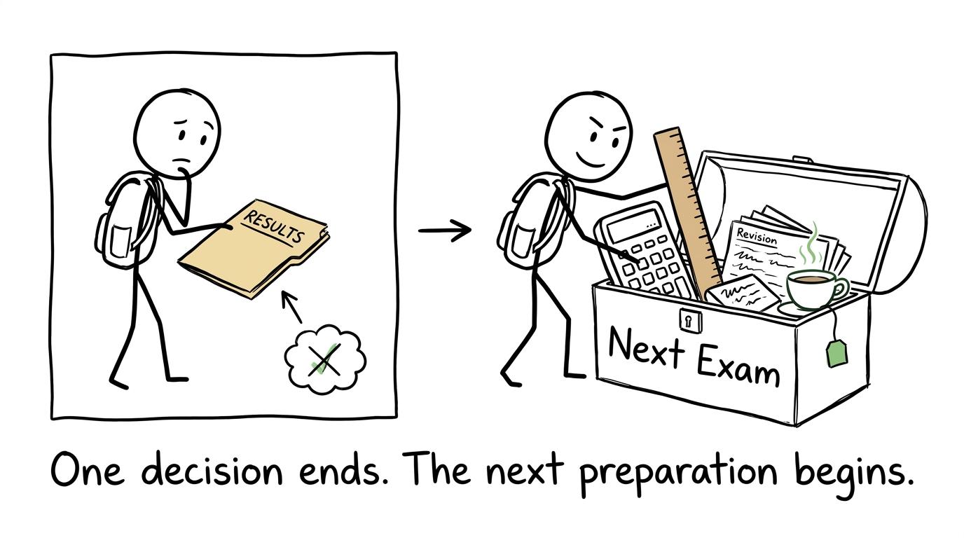 A student moving from a results folder to a revision toolbox