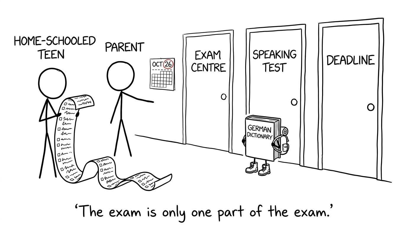 A student discovers that arranging the exam is part of the exam